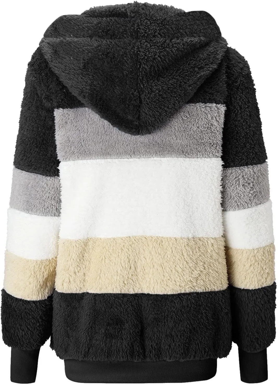 LCMTWX Womens 2023 Winter Fuzzy Fleece Jacket Artificial Wool Zipper Drawstring Solid Oversized Fuzzy Fleece Fluffy Fall