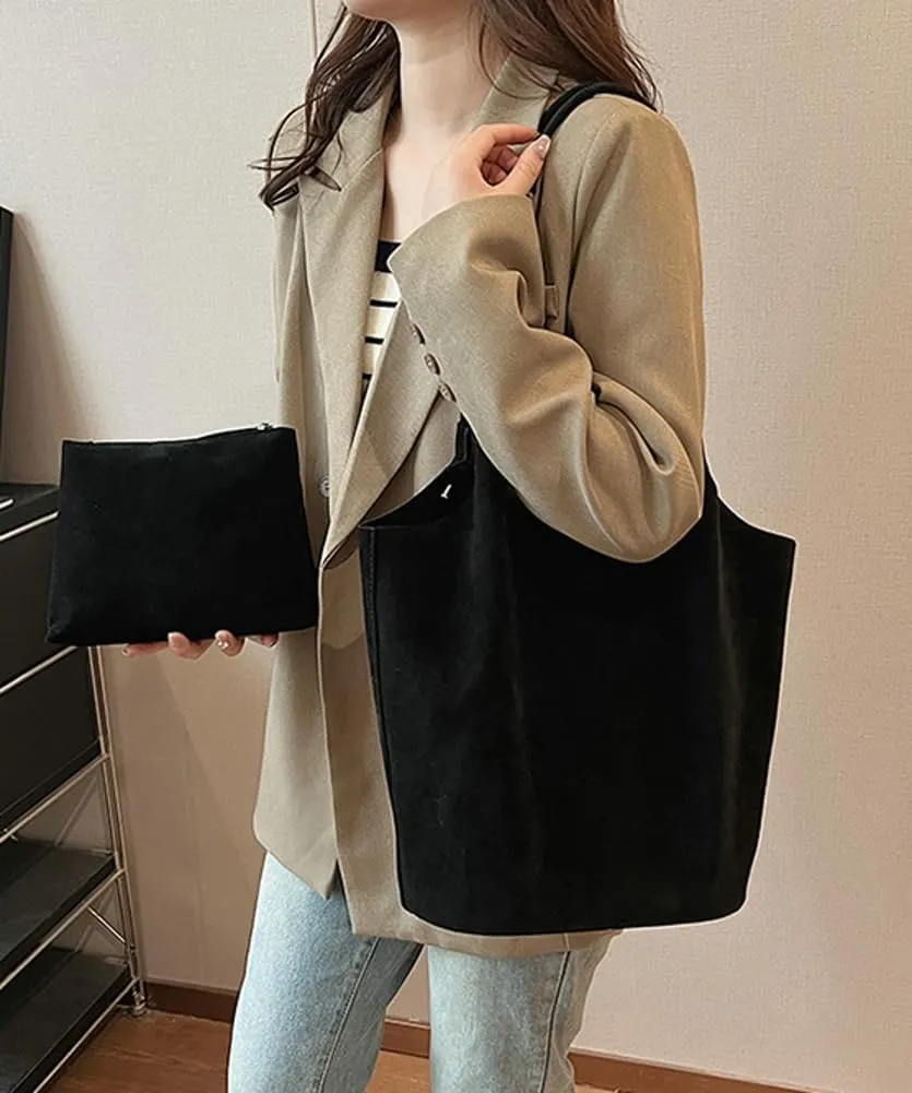 Leather Suede Tote Bags for Women PU Hobo Bag Soft Purse Bag Stylish Casual Handbag Ladies College Office Travel