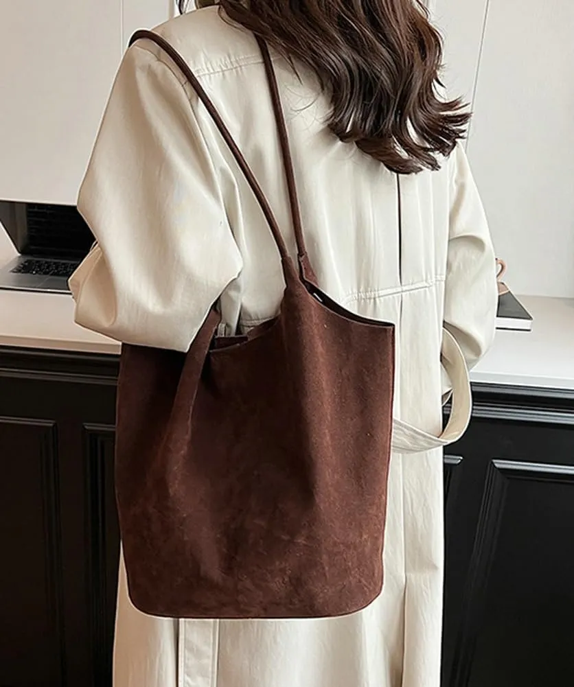 Leather Suede Tote Bags for Women PU Hobo Bag Soft Purse Bag Stylish Casual Handbag Ladies College Office Travel