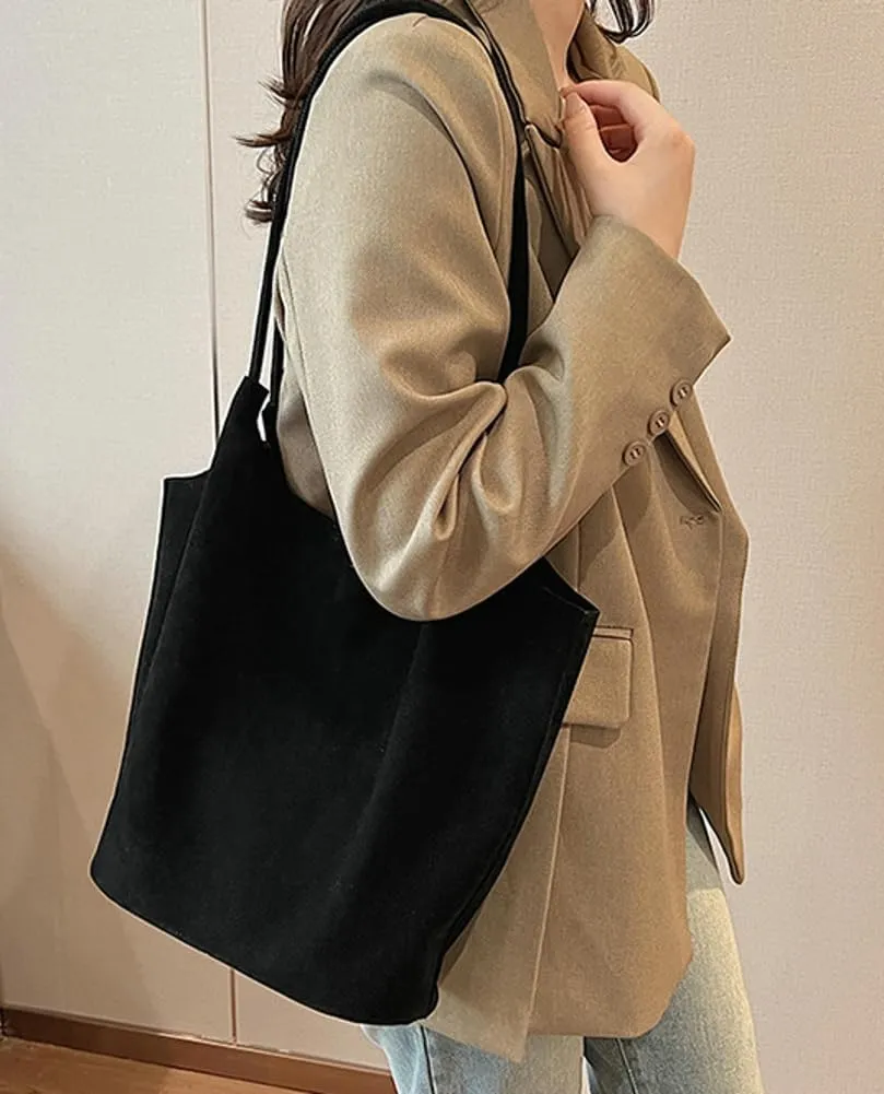 Leather Suede Tote Bags for Women PU Hobo Bag Soft Purse Bag Stylish Casual Handbag Ladies College Office Travel