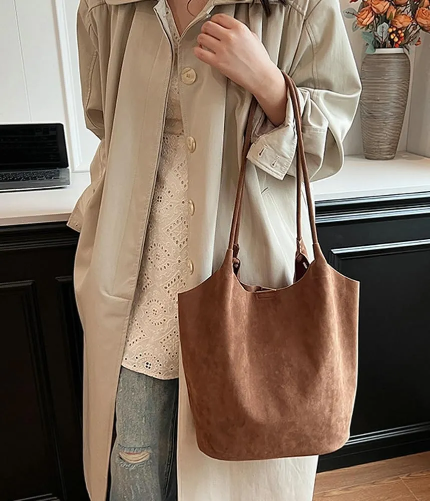Leather Suede Tote Bags for Women PU Hobo Bag Soft Purse Bag Stylish Casual Handbag Ladies College Office Travel