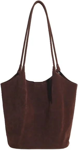 Leather Suede Tote Bags for Women PU Hobo Bag Soft Purse Bag Stylish Casual Handbag Ladies College Office Travel