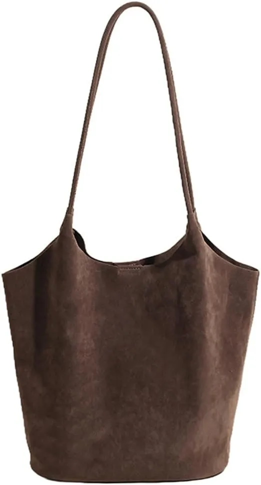 Leather Suede Tote Bags for Women PU Hobo Bag Soft Purse Bag Stylish Casual Handbag Ladies College Office Travel