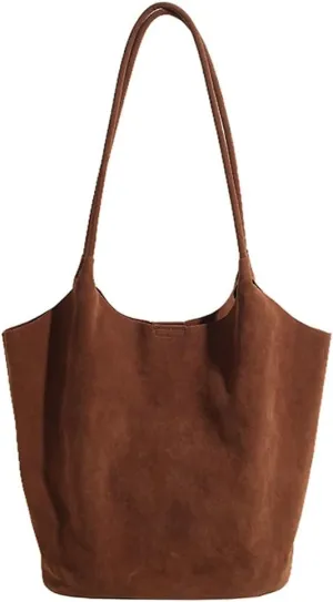 Leather Suede Tote Bags for Women PU Hobo Bag Soft Purse Bag Stylish Casual Handbag Ladies College Office Travel