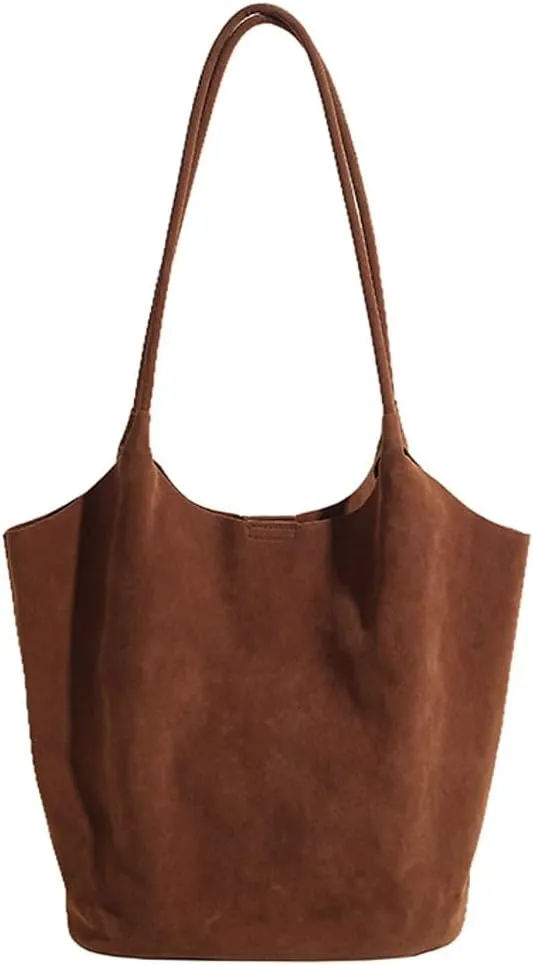 Leather Suede Tote Bags for Women PU Hobo Bag Soft Purse Bag Stylish Casual Handbag Ladies College Office Travel