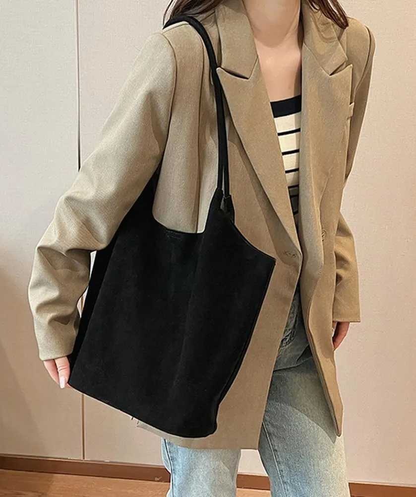 Leather Suede Tote Bags for Women PU Hobo Bag Soft Purse Bag Stylish Casual Handbag Ladies College Office Travel