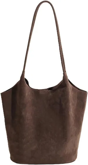 Leather Suede Tote Bags for Women PU Hobo Bag Soft Purse Bag Stylish Casual Handbag Ladies College Office Travel
