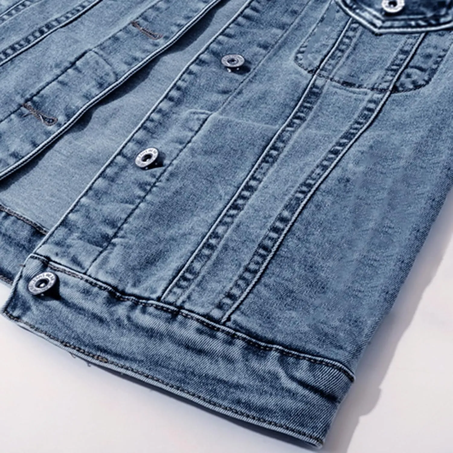 LifeShe Women's Basic Button Down Denim Jean Jacket Coat