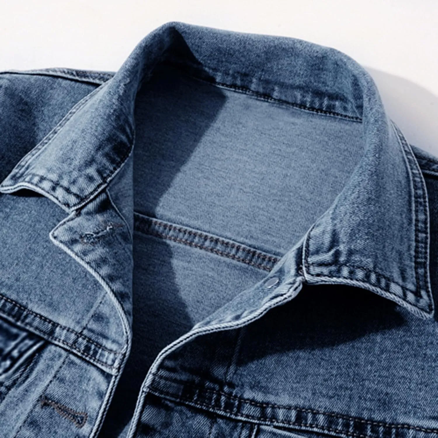 LifeShe Women's Basic Button Down Denim Jean Jacket Coat