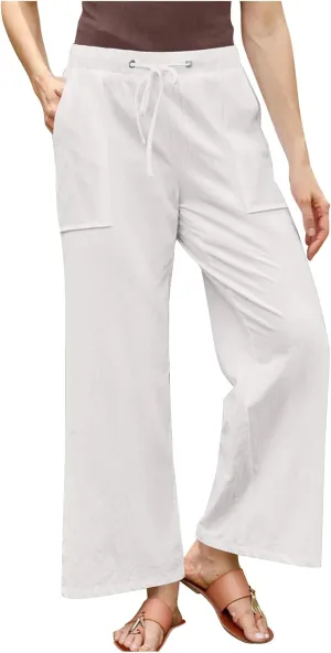 Linen Pants for Women 2025 High Waist Drawstring Wide Leg Trousers Summer Casual Flowy Beach Palazzo with Pockets