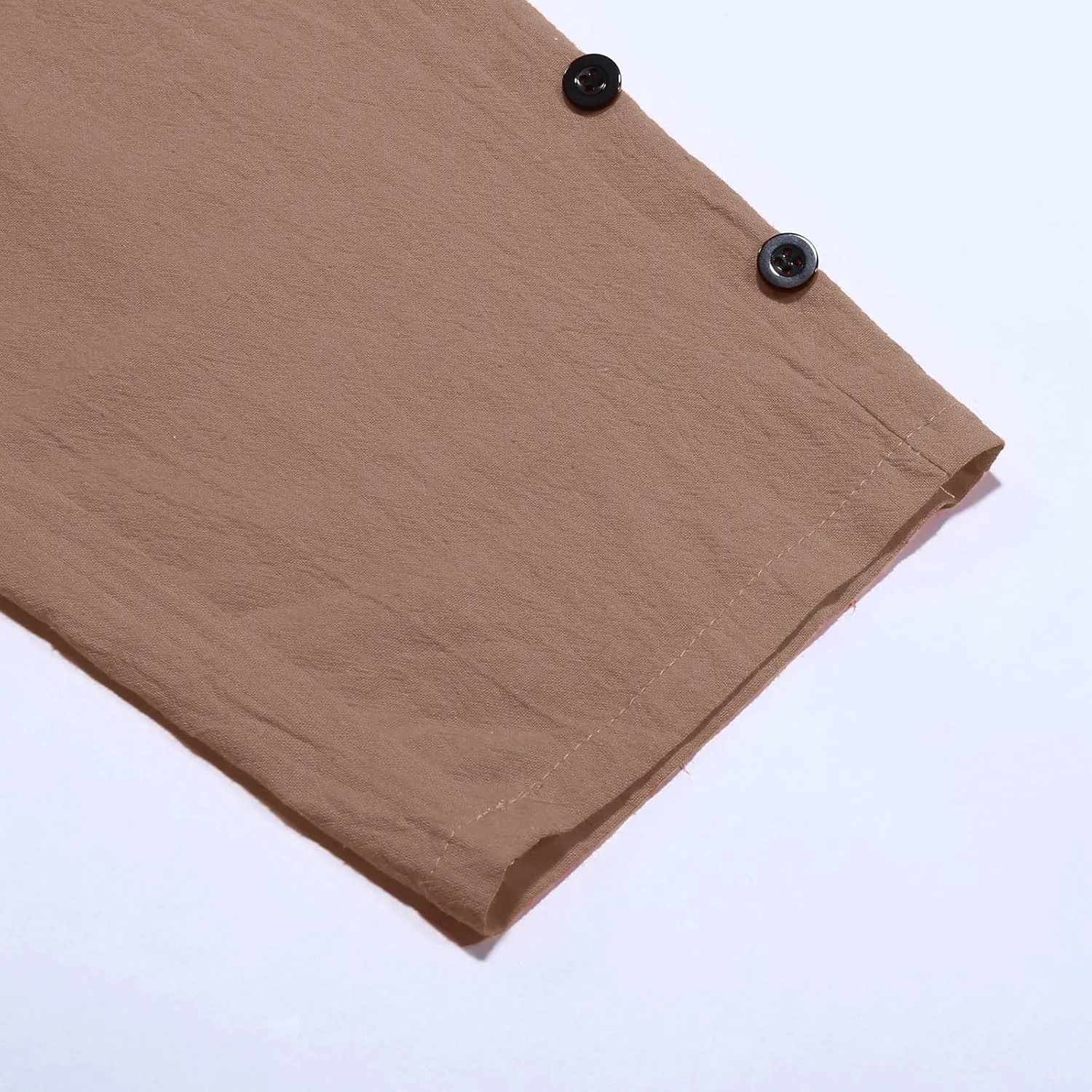 Linen Pants for Women Side Button Summer Trendy Elastic Waist Straight Leg Loose Casual Cropped Trousers with Pockets