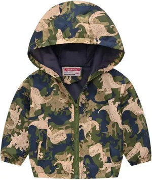 Little Girls Boys Rain Jacket Lightweight aterproof Solid Fall Raincoat Zipper Hooded Lined Windbreaker