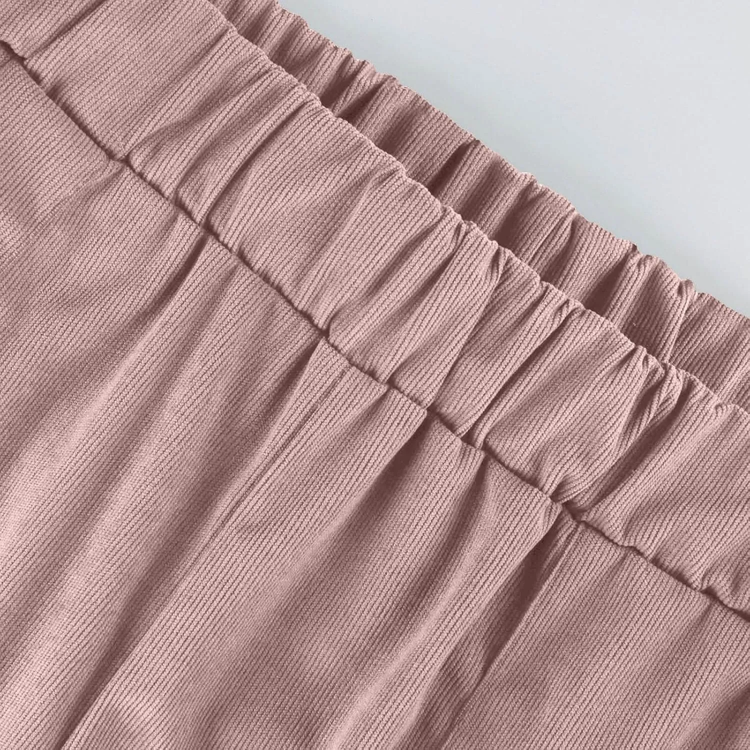 LOAIHA Corduroy Pants for Women Casual Drawstring Elastic High Waist Straight Leg Pants Trousers with Pockets