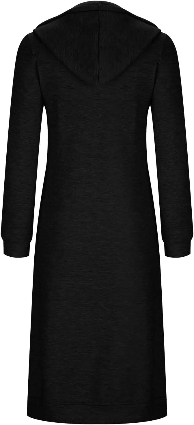 Long Jackets For Women Zip Up Hoodies Long Sleeve Fall Hooded Sweatshirt Coat Fashion Oversized Jacket With Pockets