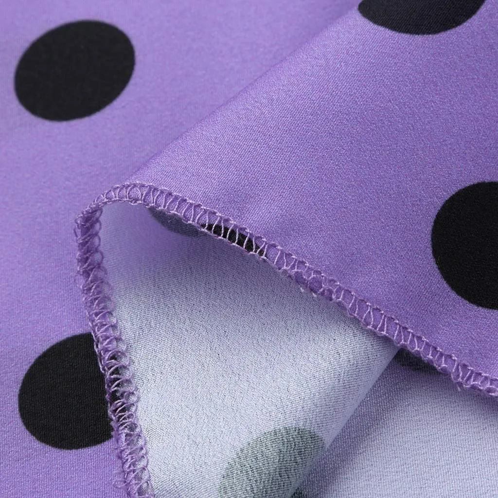 Long Maxi Shirt Women Fashion High Waist Polka Dot Printed Skirt Loose Ruffled Pleated Skirt