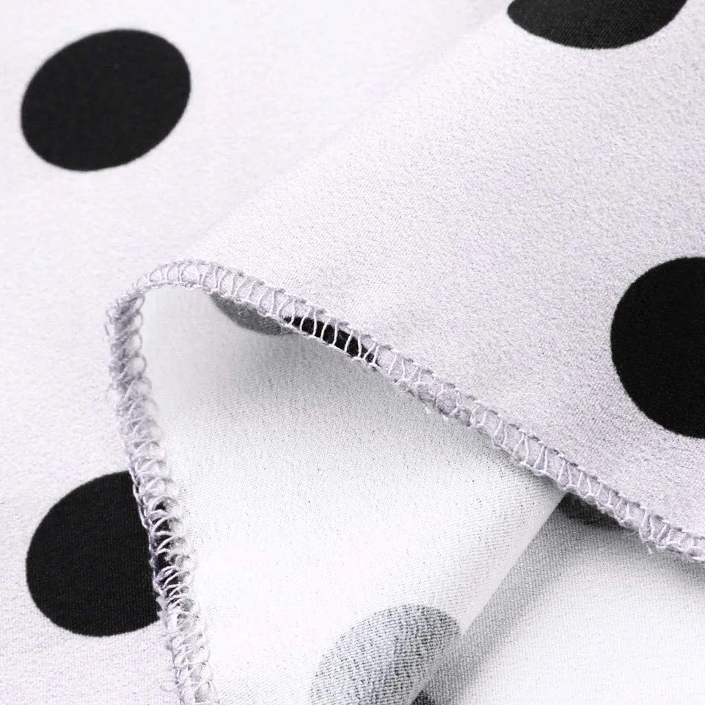 Long Maxi Shirt Women Fashion High Waist Polka Dot Printed Skirt Loose Ruffled Pleated Skirt