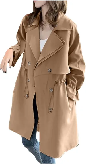 Long Trench Coats for Women 2024 Fall Winter Jackets Long Sleeve Tops Elegant Windbreaker Jacket with Pockets