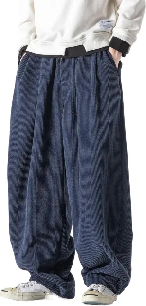 Loose Lantern Long Pants for Men,Corduroy Plus Size,Loose Wide-Leg Casual Harem Pants for Spring