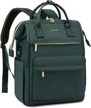 LOVEVOOK Laptop Backpack for Women, 17 Inch Work Teacher Nurse Bag, Large Capacity Business Computer Backpack Purse with USB Port, Stylish Casual Daypack for Travel,Green