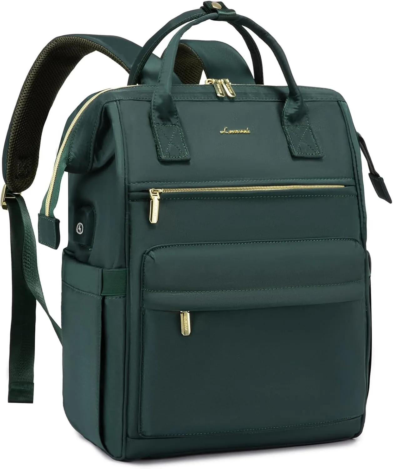 LOVEVOOK Laptop Backpack for Women, 17 Inch Work Teacher Nurse Bag, Large Capacity Business Computer Backpack Purse with USB Port, Stylish Casual Daypack for Travel,Green