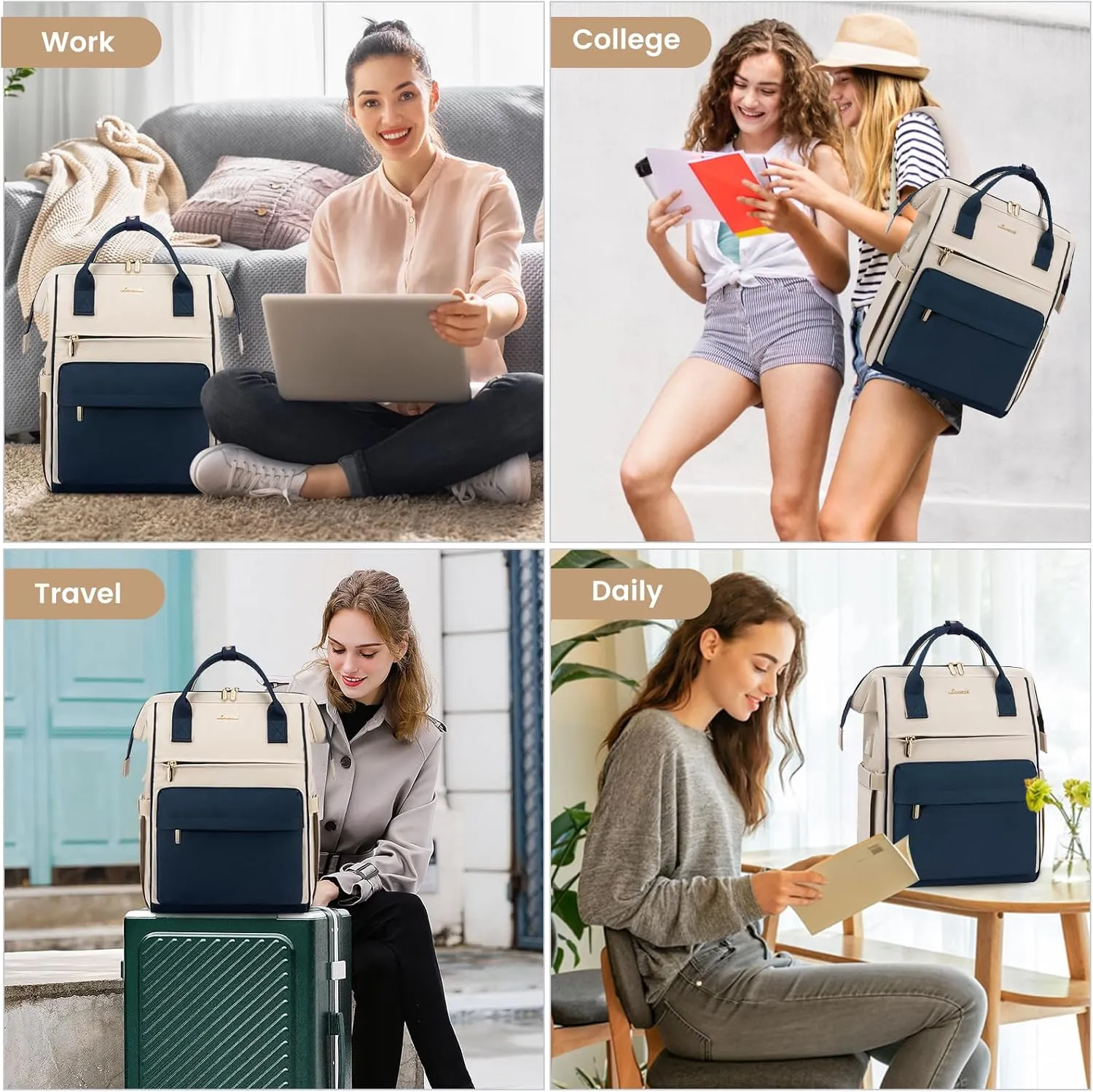 LOVEVOOK Laptop Backpack for Women,15.6 Inch Work Teacher Nurse Bag,Business Computer Backpack Purse with USB Port,Stylish Casual Daypack for Travel