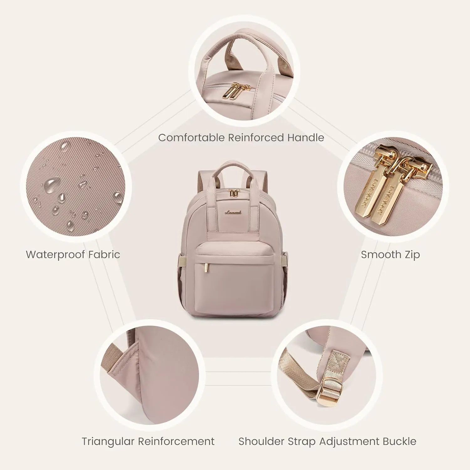LOVEVOOK Small Backpack Purse for Women, Waterproof Lightweight Mini Daypack, Stylish Casual Bag for Travel Work & Daily Use