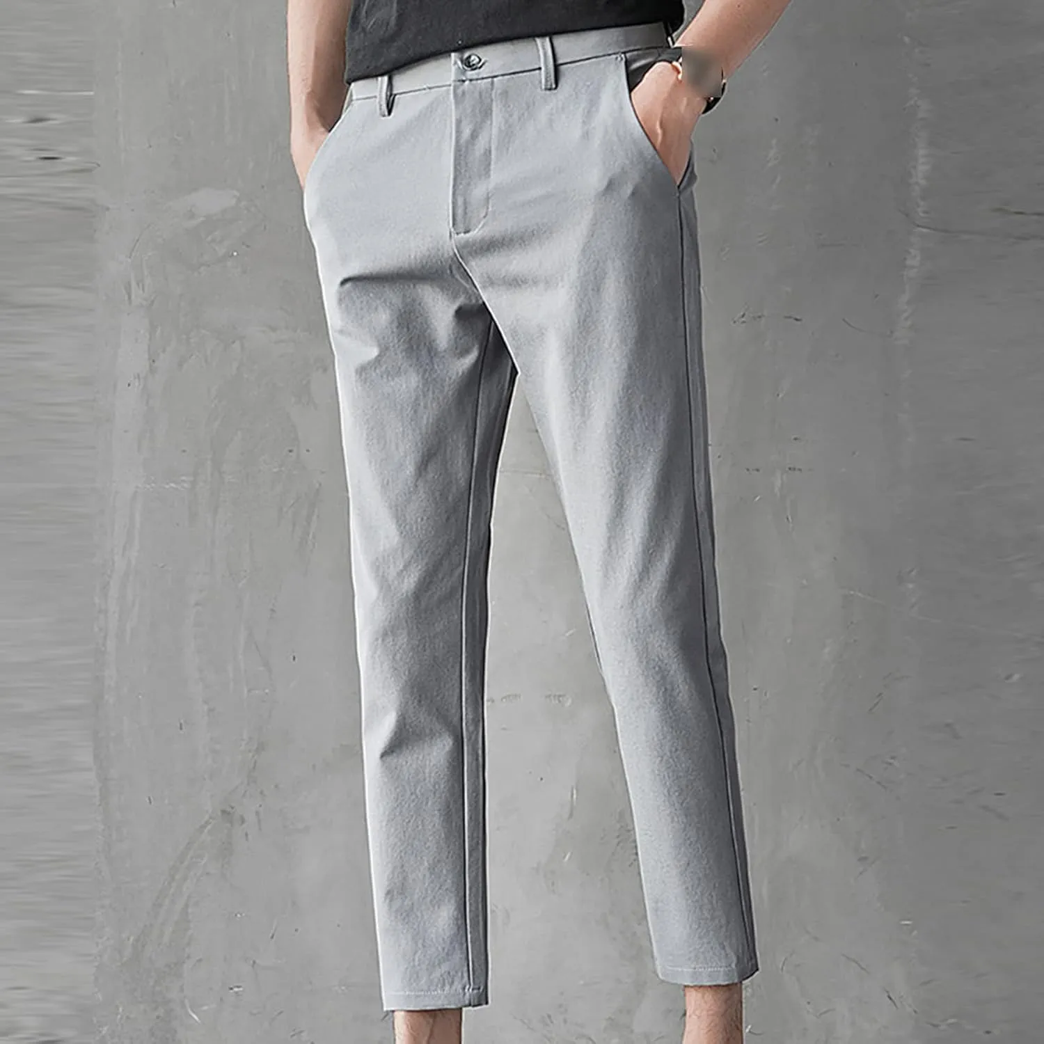 Maiyifu-GJ Men's Slim Fit Cropped Chino Pants Casual Business Stretch Skinny Pant Flat Front Ankle Dress Pants Suit Pants