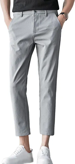Maiyifu-GJ Men's Slim Fit Cropped Chino Pants Casual Business Stretch Skinny Pant Flat Front Ankle Dress Pants Suit Pants