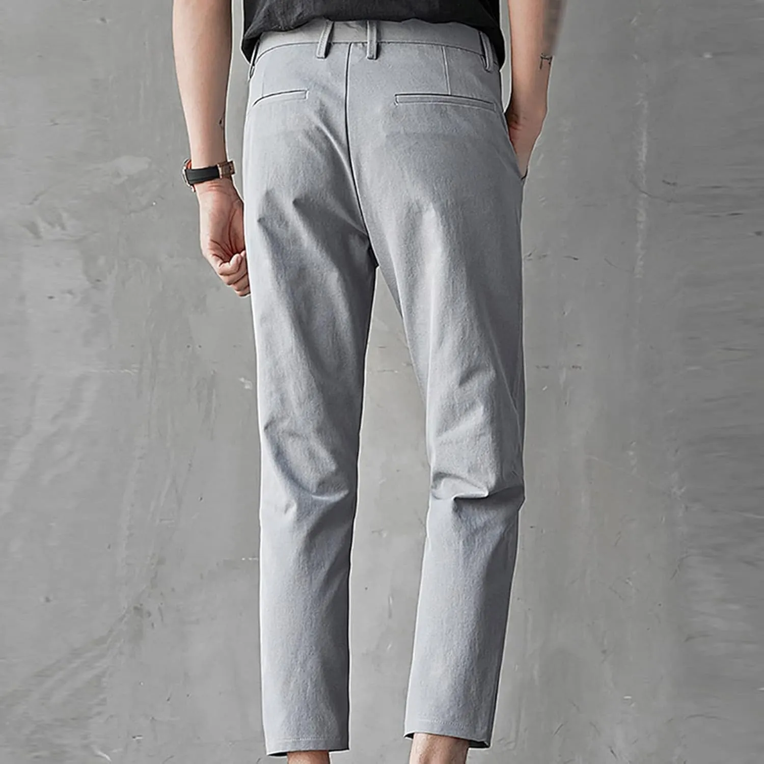 Maiyifu-GJ Men's Slim Fit Cropped Chino Pants Casual Business Stretch Skinny Pant Flat Front Ankle Dress Pants Suit Pants
