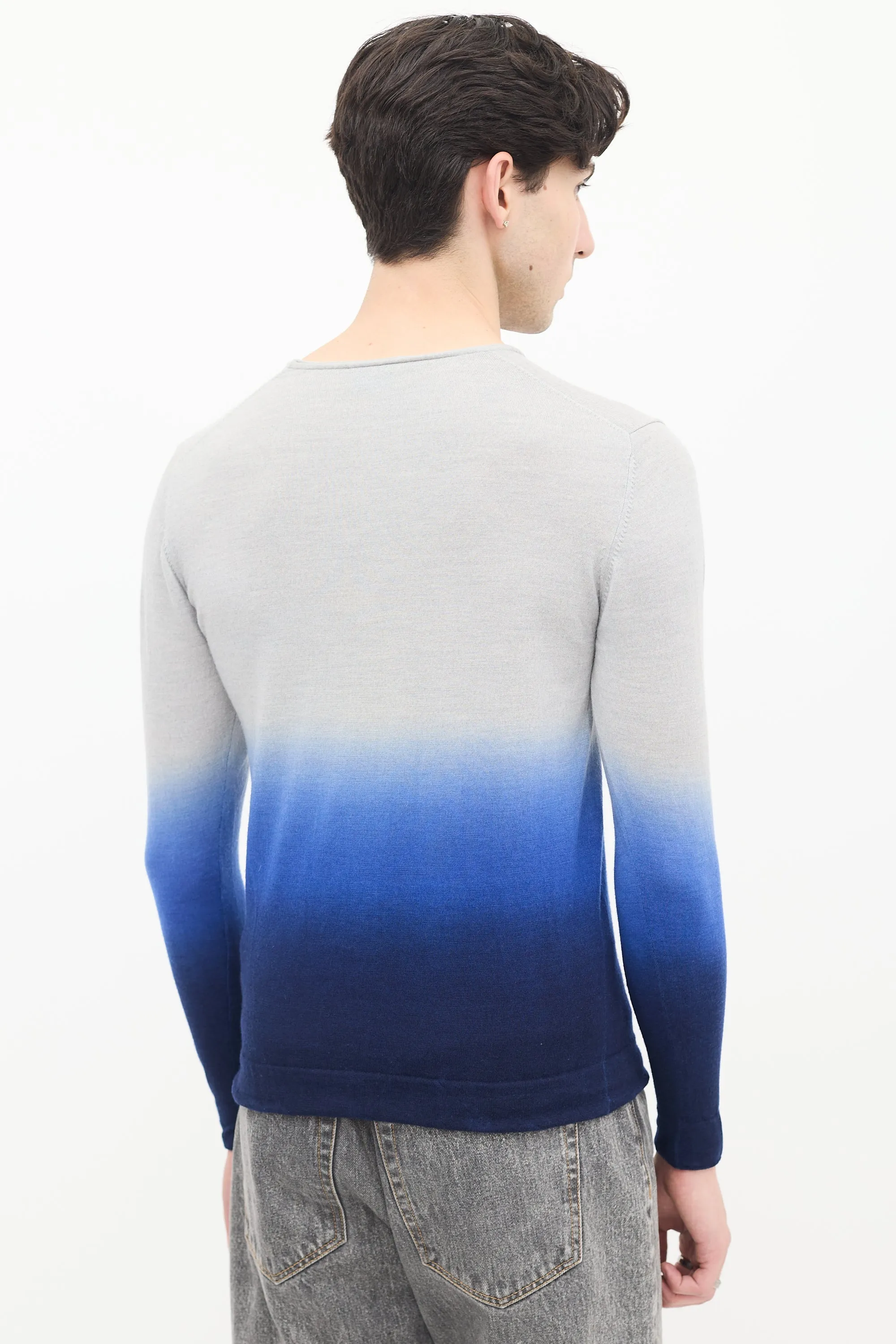 MAN Blue Wool & Cashmere Gradient Sweater