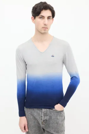 MAN Blue Wool & Cashmere Gradient Sweater