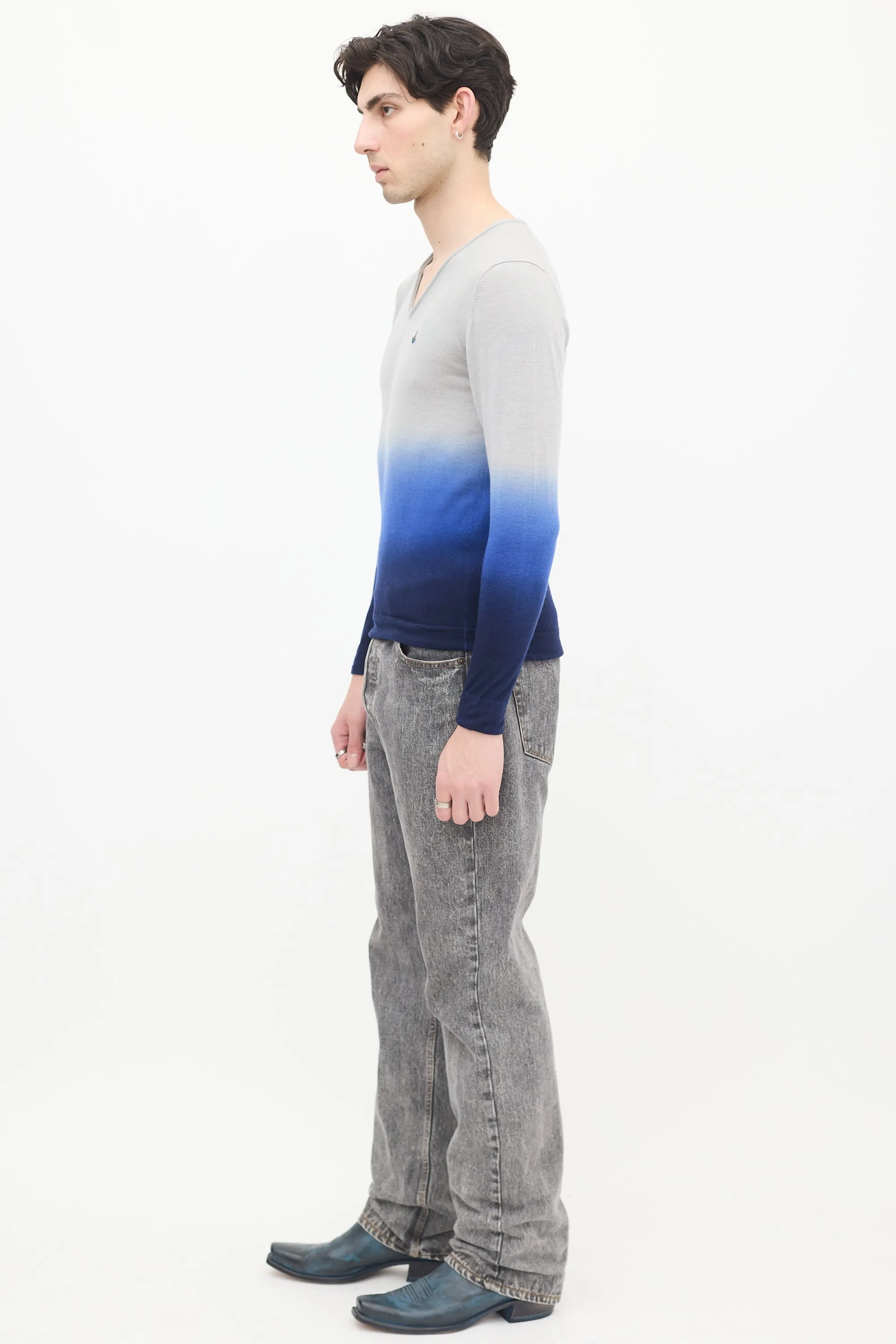 MAN Blue Wool & Cashmere Gradient Sweater