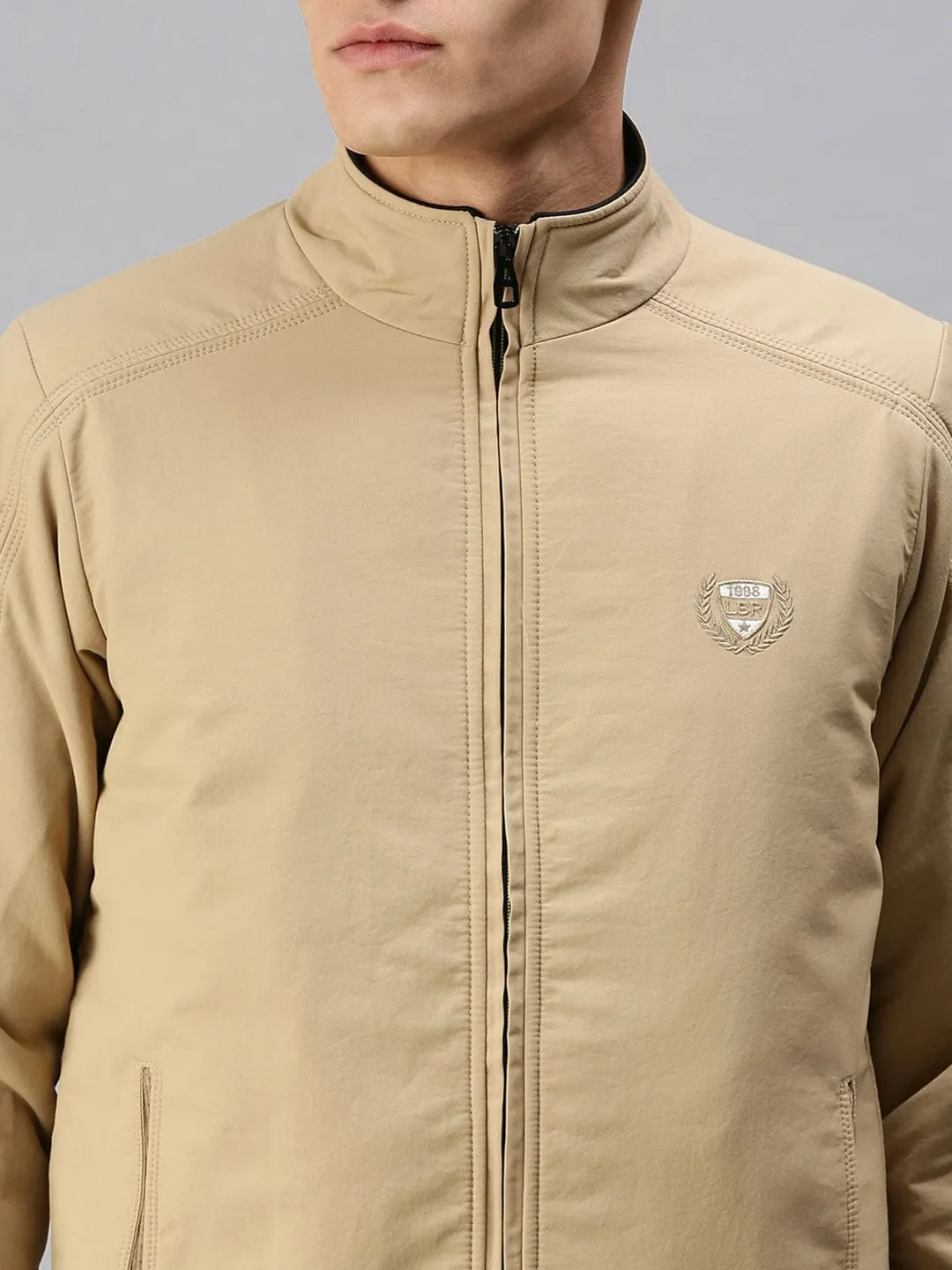 Men Beige Bomber Jacket