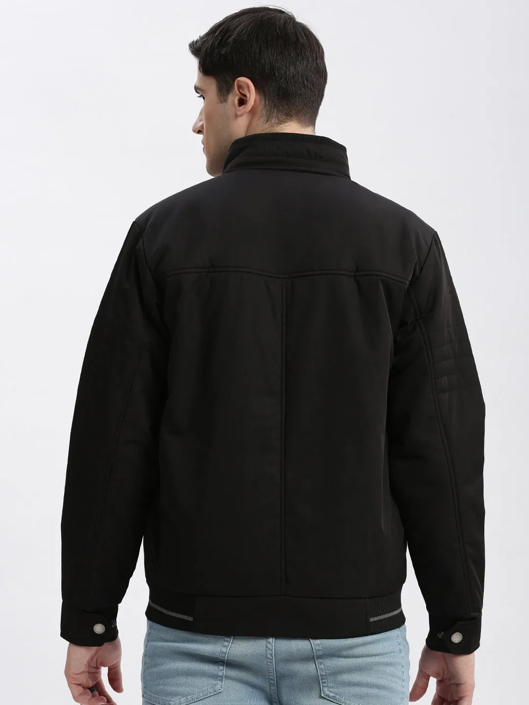 Men Black Windcheater Bomber Jacket