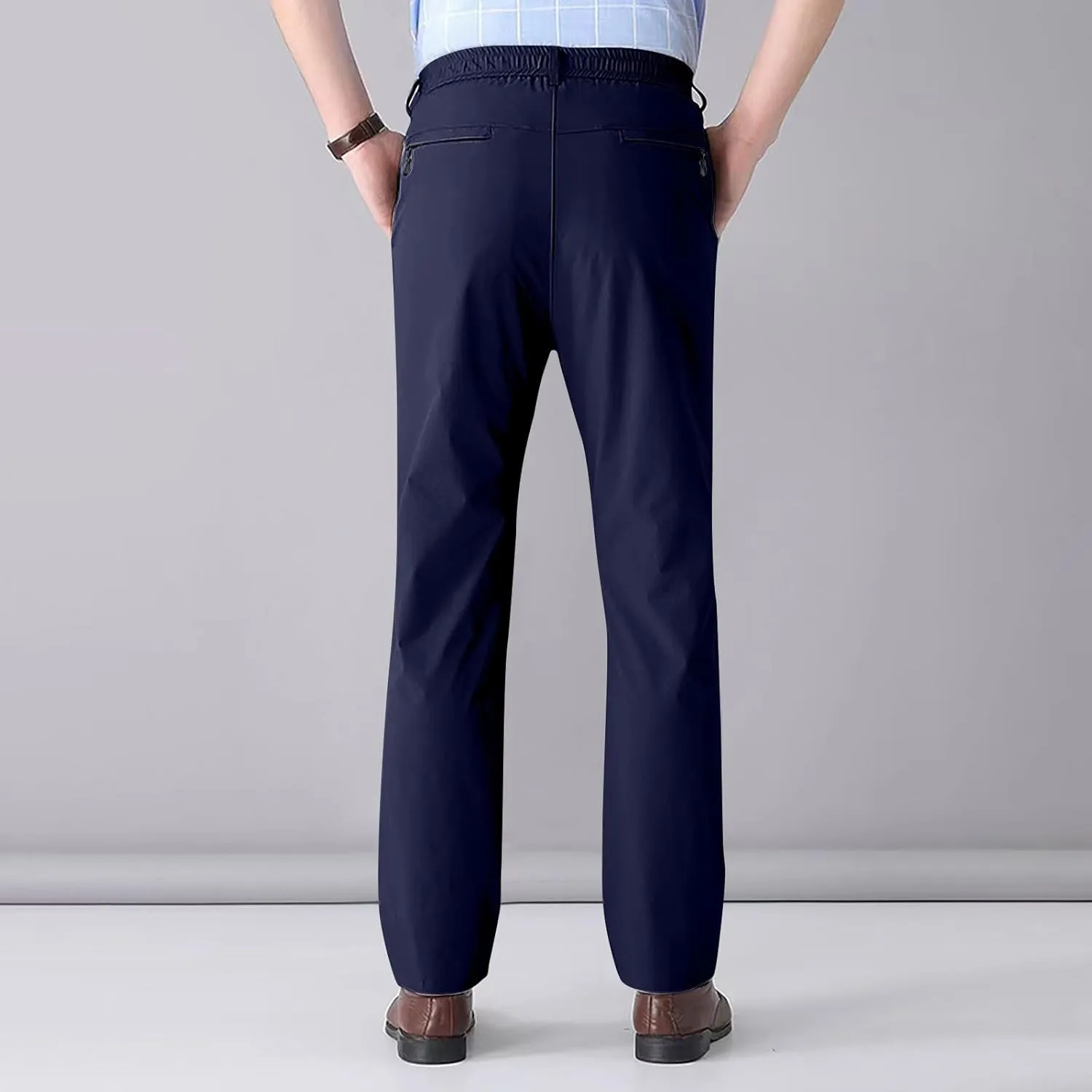 Men Formal Dress Pants Wrinkle Free Slim Fit Business Work Pant Summer Lightweight Casual Suit Trousers with Pockets