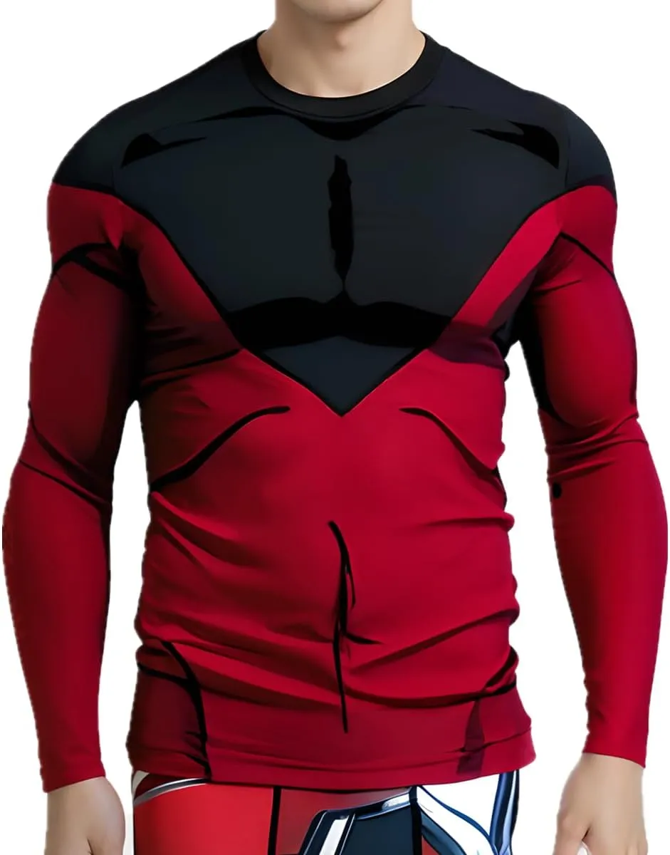Men's Anime Long Sleeve Compression Shirt Workout Gym Top
