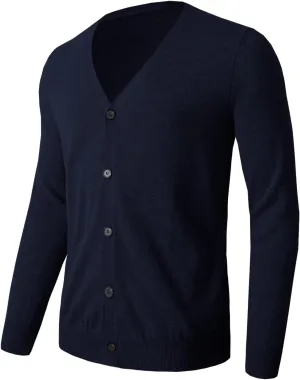 Men's Cardigan Sweater V Neck Casual Soft Long Sleeve Button Down Knitted Winter Sweater