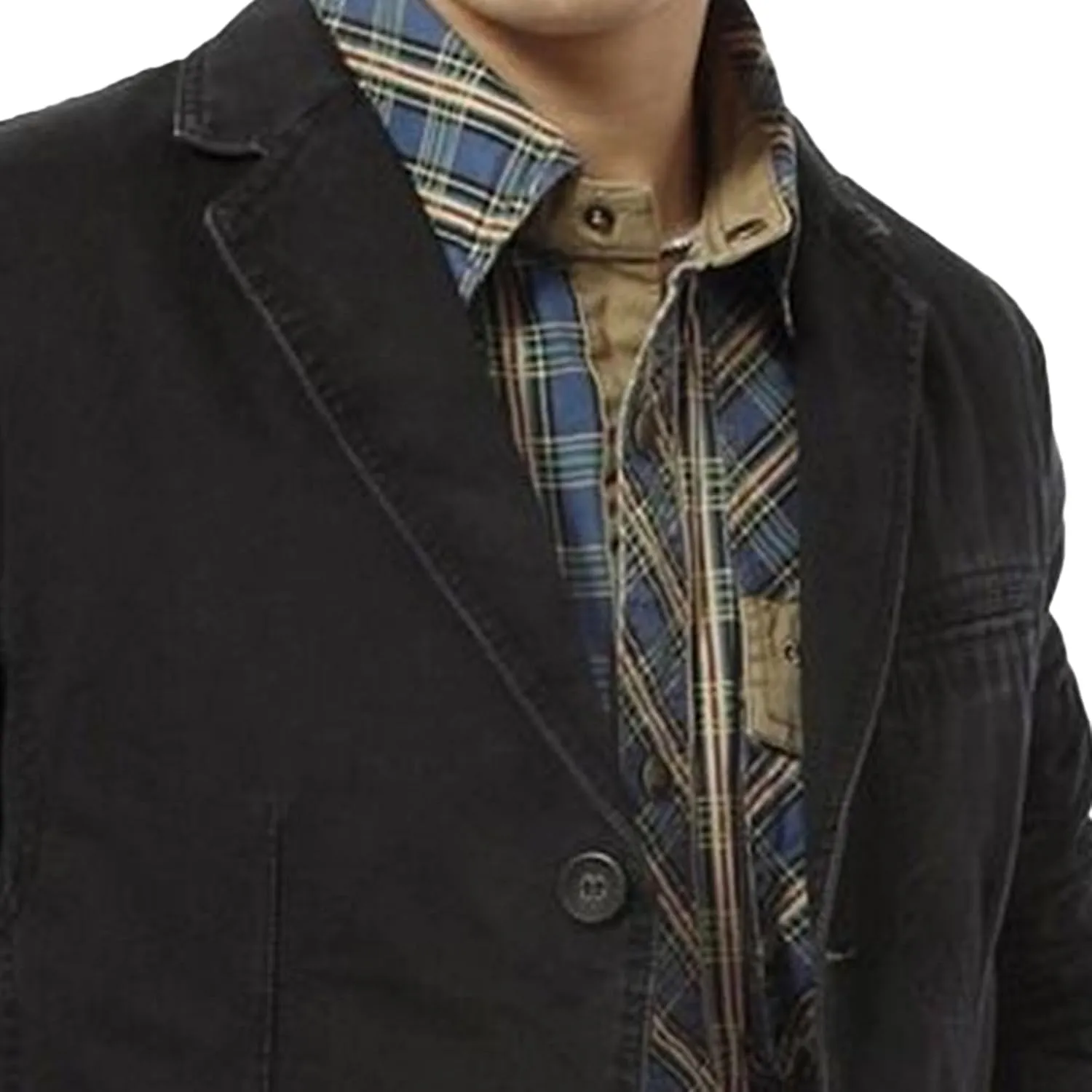 Men's Casual Three-Button Coat Lined Cotton Twill Suit Blazer Jacket Notch Lapel Vintage Jacket Sport Coat