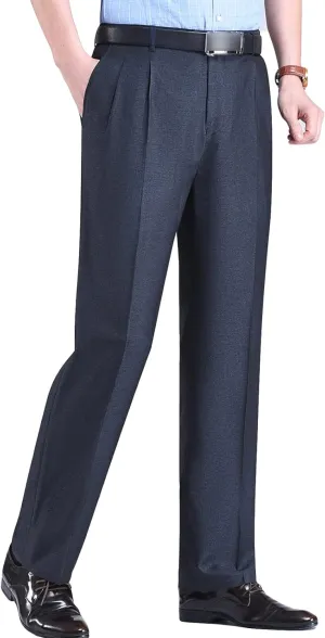 Men's Classic Fit Flat Front Dress Pants Skinny Casual Business Chino Pants Stretch Slim Fit Skinny Suit Pants (36,Grey 1)