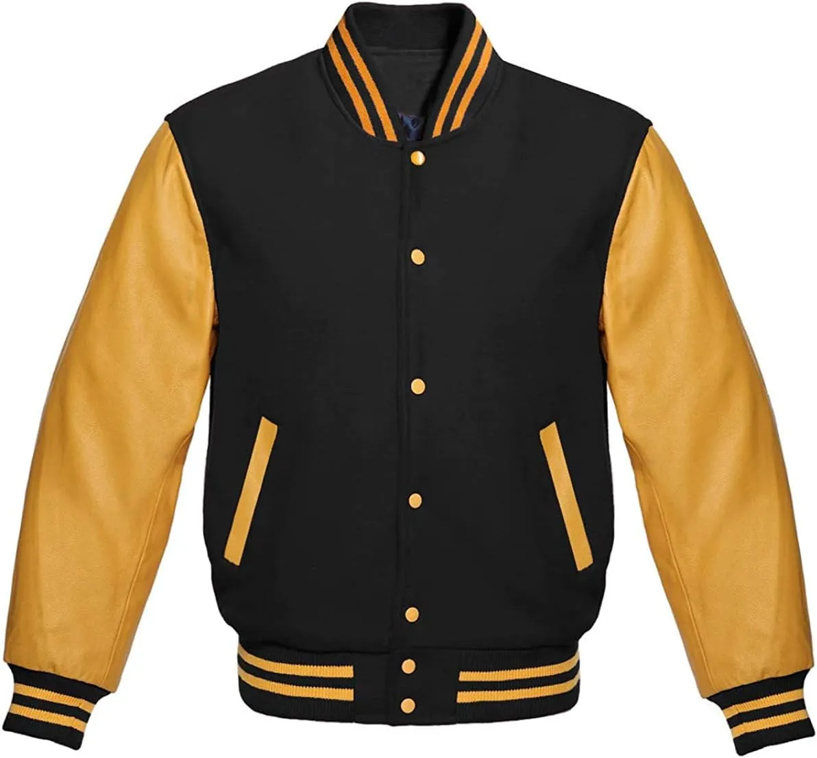 Mens College Baseball Varsity High School Letterman Bomber Fleece   Faux Leather Jacket