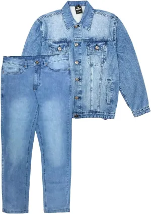 Men's Jean Suit Standard Jacket with Slim Fit Jeans