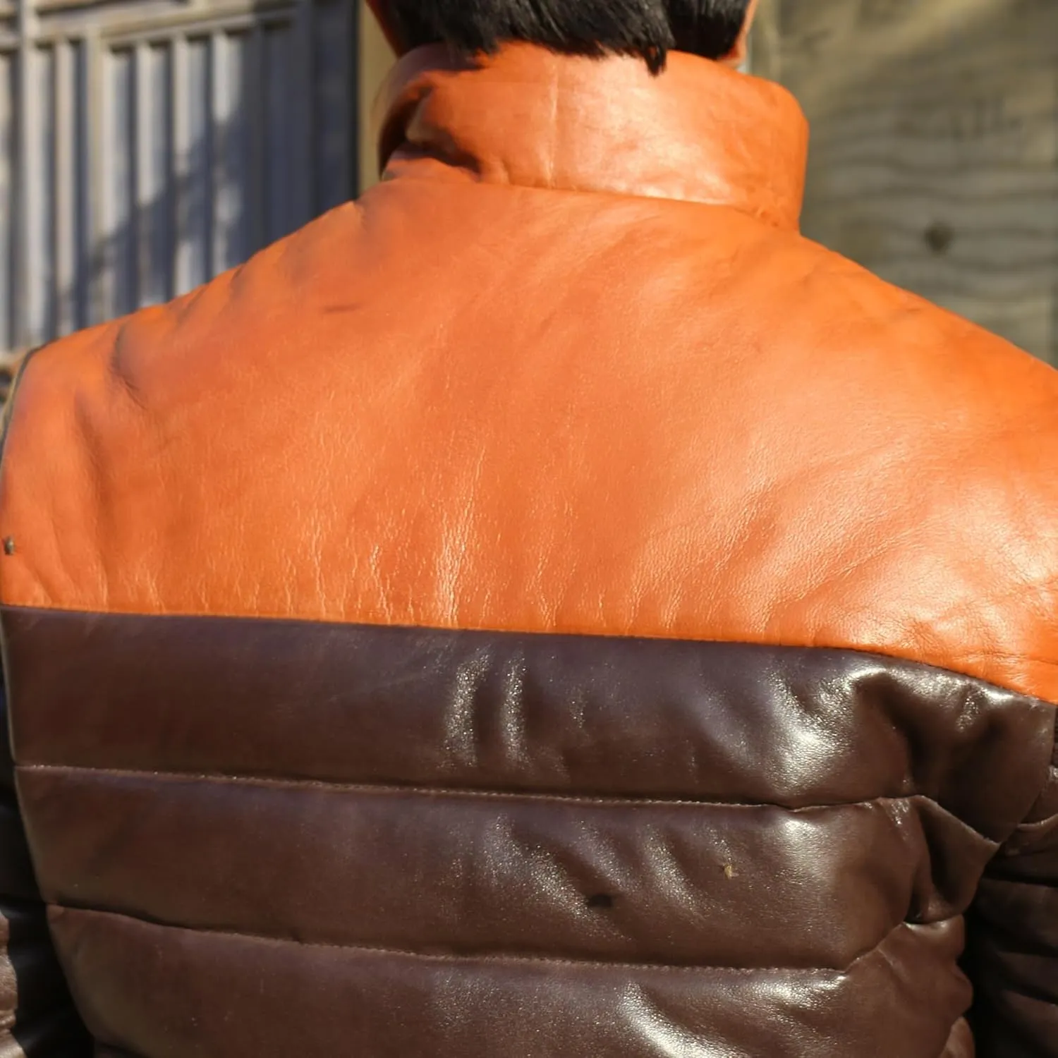 Mens Lambskin Leather Puffer Jacket for Men Real Down Quilted Puffer Coat Lightweight Zip-Up Puffer Jacket