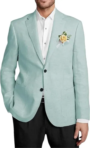 Men's Linen Suit Jacket for Men Casual Linen Blazers for Men Summer Wear Sports Coats Linen Suit Blazer for Wedding Party