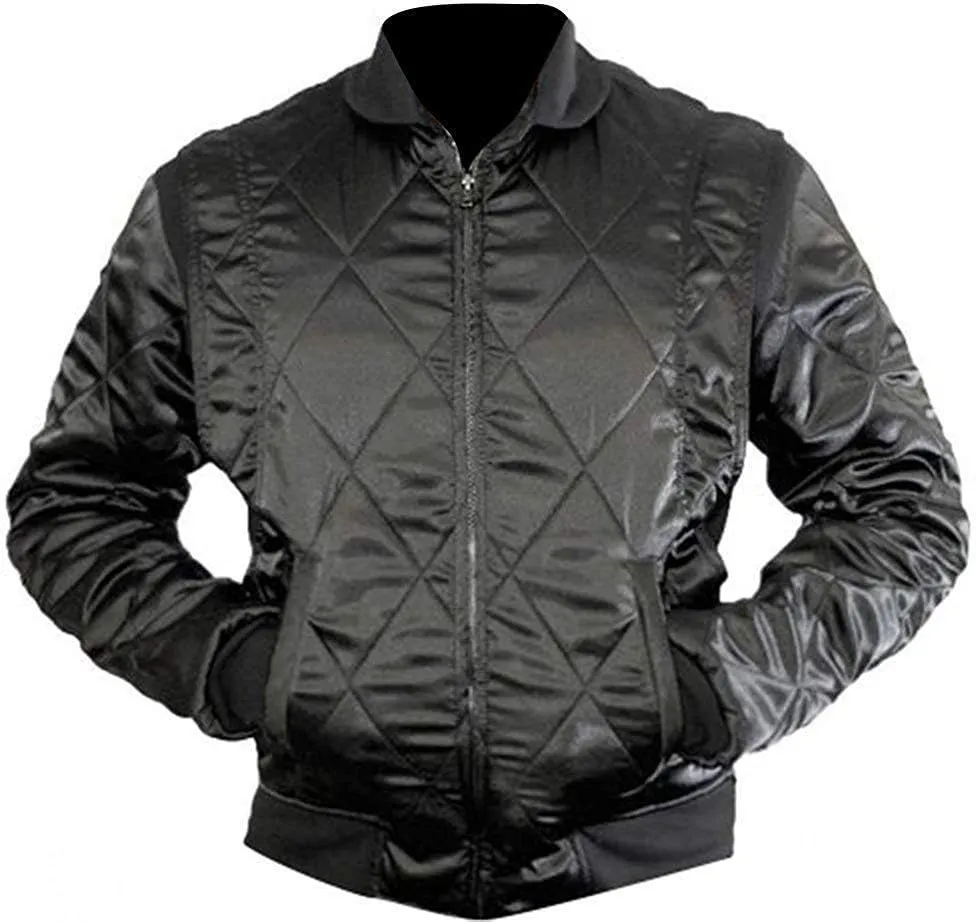 Mens Scorpio Logo Embroidered Quilted Lightweight Satin Bomber Jacket