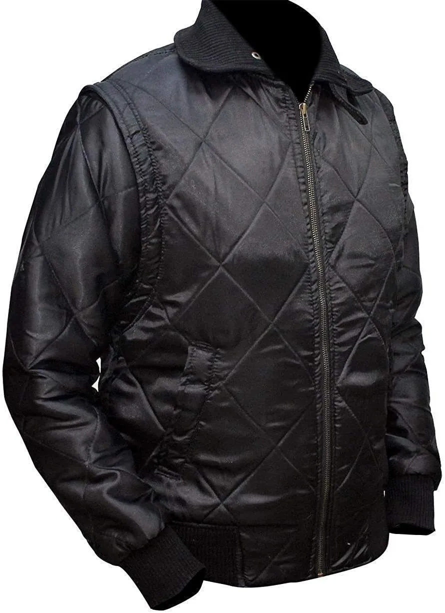 Mens Scorpio Logo Embroidered Quilted Lightweight Satin Bomber Jacket