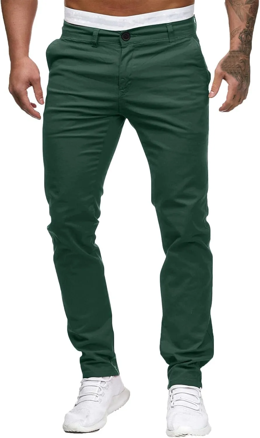 Mens Slim Fit Dress Pants Business Casual Work Suit Pants Formal Dress Trousers Comfort Stretch Flat-Front Chino Golf Pants