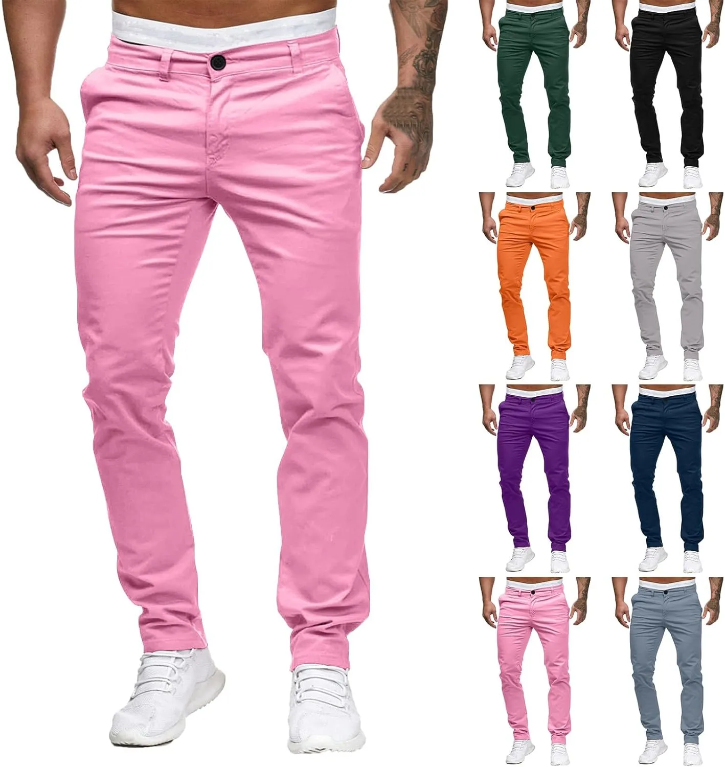 Mens Slim Fit Dress Pants Business Casual Work Suit Pants Formal Dress Trousers Comfort Stretch Flat-Front Chino Golf Pants