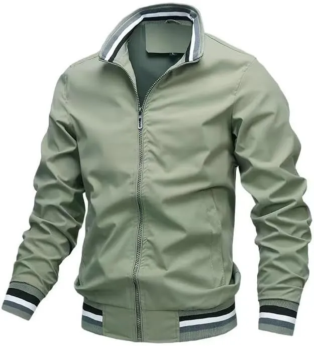 Men's Solid Color Cardigan Jacket Thin Athletic Casual Coats Lightweight Casual Softshell Windproof Windbreakers