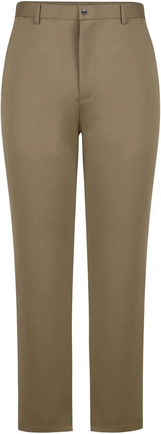 Men's Thicken Dress Pants Flat Front Slim Fit Business Work Pant Casual Straight Leg Suit Trousers with Pockets