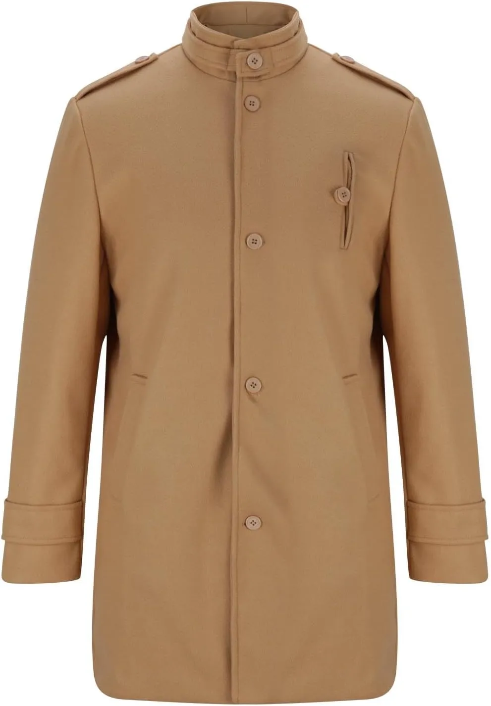 Men's Trench Coat Winter Wool Blend Long Jacket Overcoat Vintage Single Breasted Peacoat Casual Winter Windbreaker